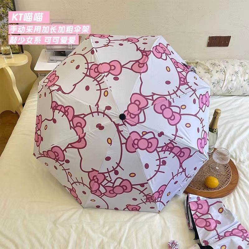 Tikt Cùng Phong Cách KT Meow Dù Che Mưa Nắng Keo Đen Gấp Gọn Đa Năng Cho Bé Gái