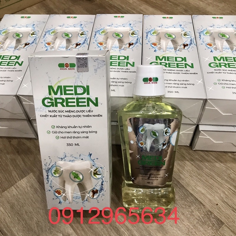 Nước súc miệng thảo dược Medi Green sạch răng hết mảng bám giúp hơi thở thơm tho hiệu quả