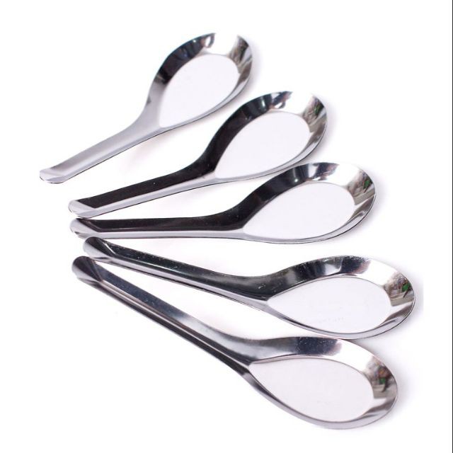 Set 10 Thìa inox hoa sen, thìa phở, bộ thìa muỗng inox ăn phở, ăn súp hình hoa sen