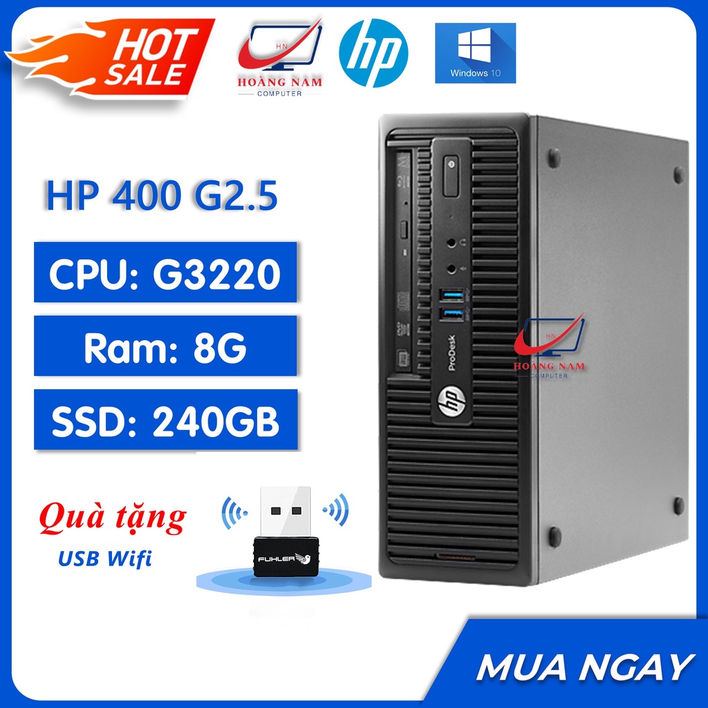 PC Văn Phòng Giá Rẻ ⚡Freeship⚡ Case Máy Tính Đồng Bộ - HP 400 G2.5 (G3220/Ram 8G/SSD 240GB) - Tặng USB Wifi