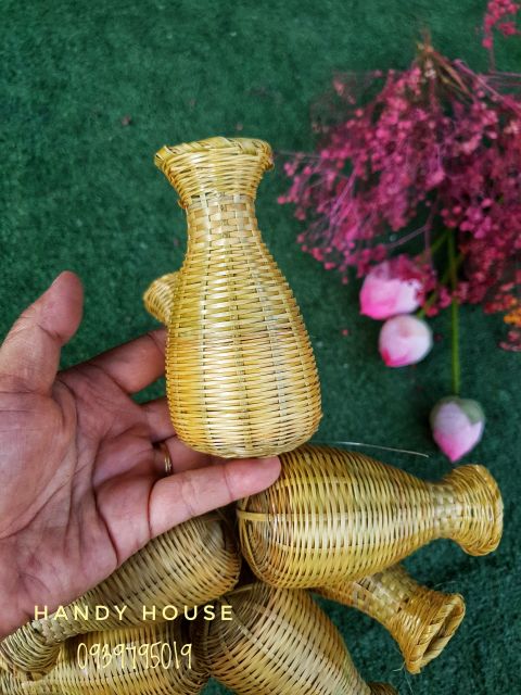 Chậu hoa bằng tre đan mini cao 12cm siêu cưng