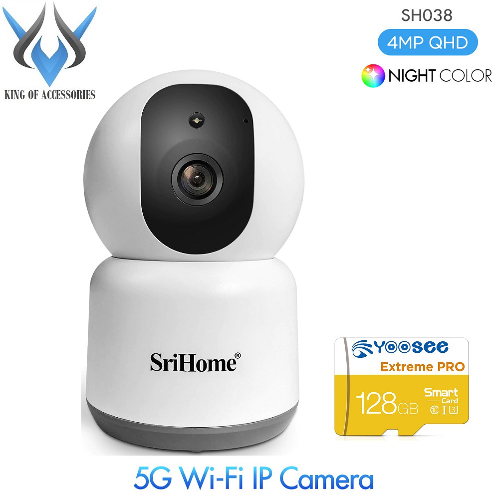 Camera IP Wifi SriHome SH038 4.0MP Super HD 2K 2560P, Hỗ trợ Wifi 2.4/5G, xoay 355 độ (Trắng) - 4 phân loại tùy chọn