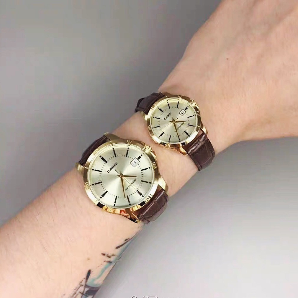 Đồng hồ nữ Casio chính hãng mặt tròn chống nước 3ATM , dây da - đồng hồ LTP V004