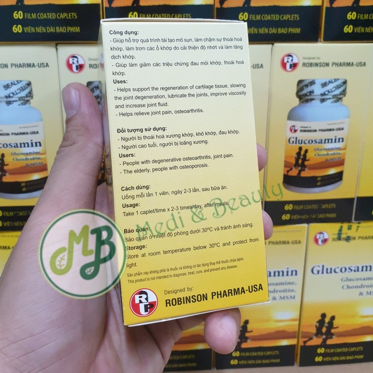 Viên uống hỗ trợ xương khớp, giảm đau nhức xương, ngừa viêm khớp GLUCOSAMIN chai 60 viên