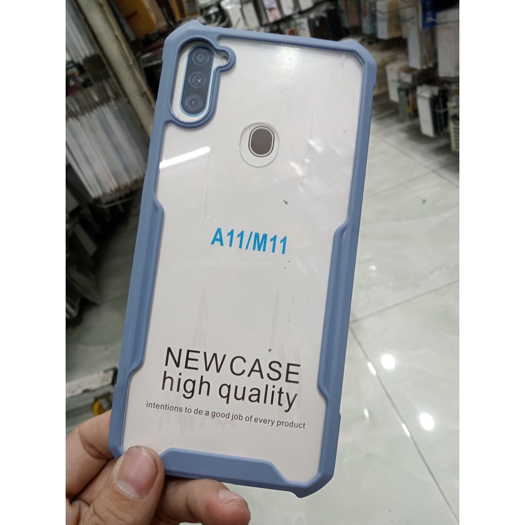 Samsung Galaxy A11 / M11 Ốp lưng nhựa cao cấp trong suốt viền silicon dày tốt chống sốc đa màu khác nhau