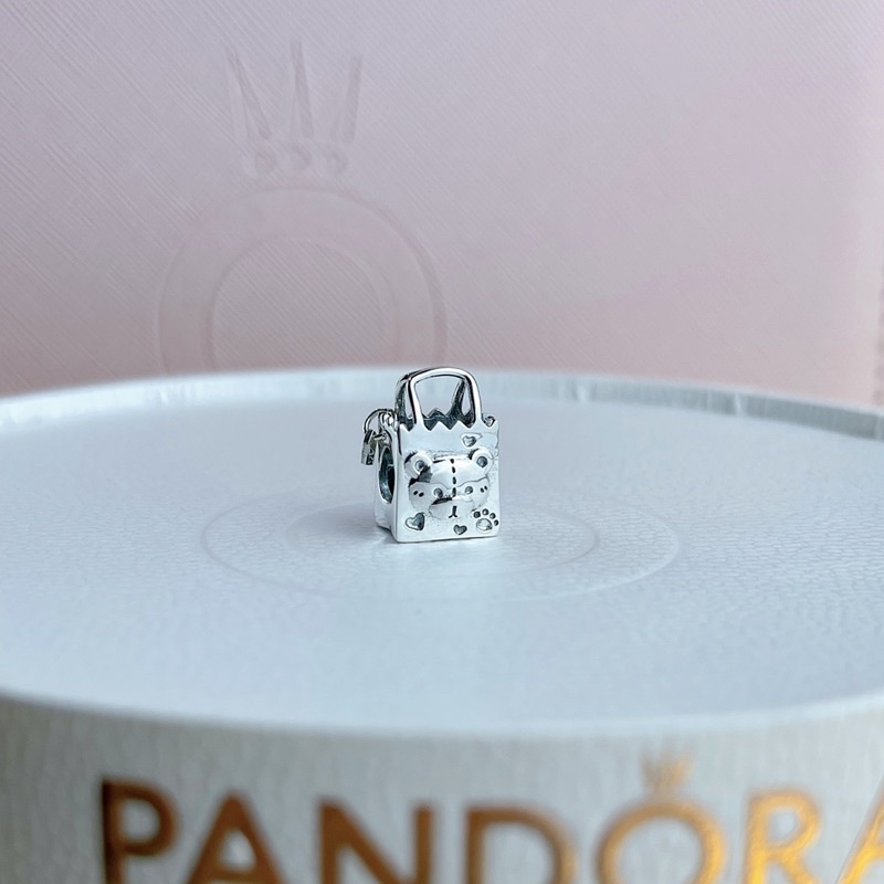 Charm túi xách hình Gấu xinh bạc s925 Cao cấp - Có bảo hành - HÀNG SẴN