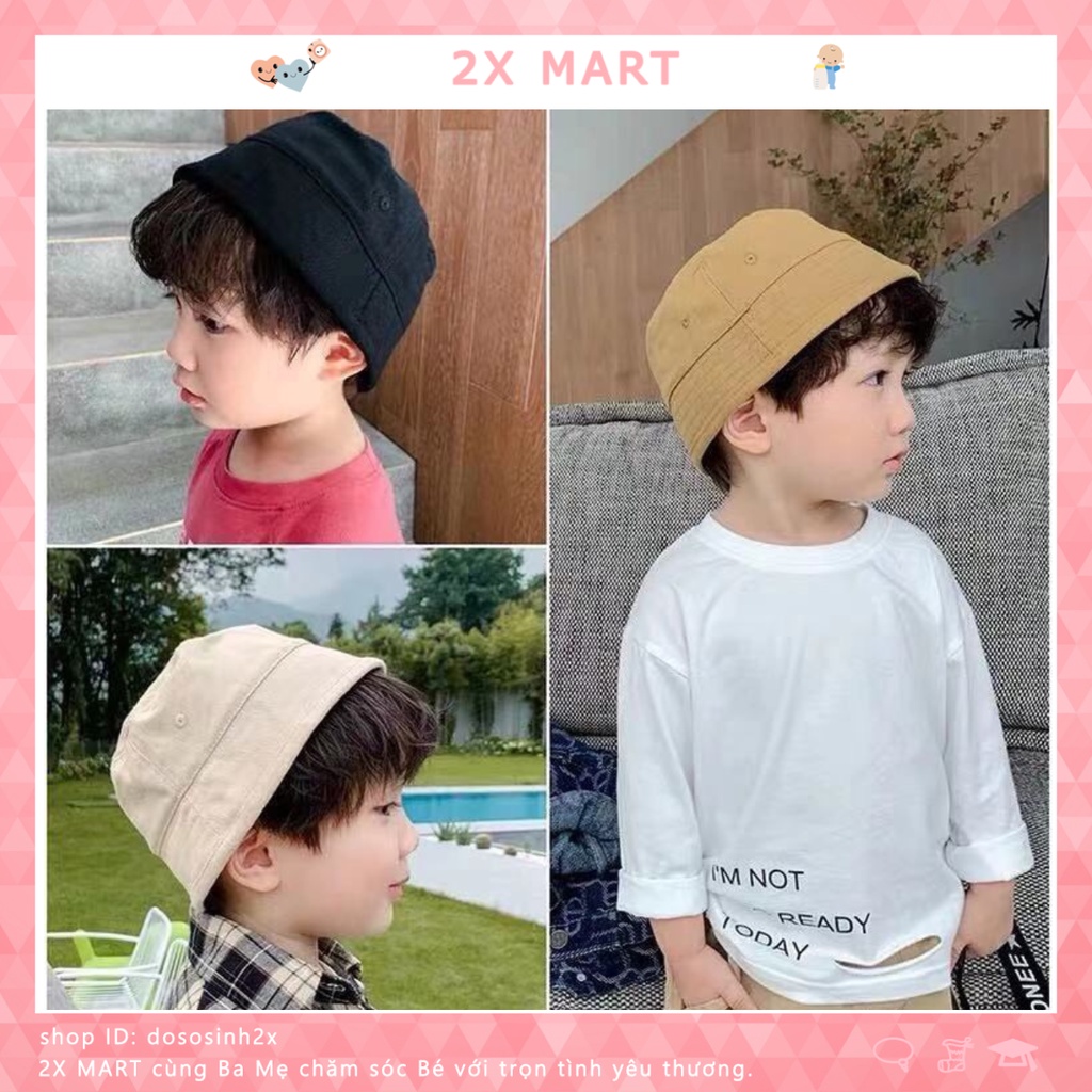 Mũ cho bé trai bé gái, Mũ siêu xinh nhiều màu vải thô mềm cho bé kiểu phong cách Hàn Quốc 2x Mart