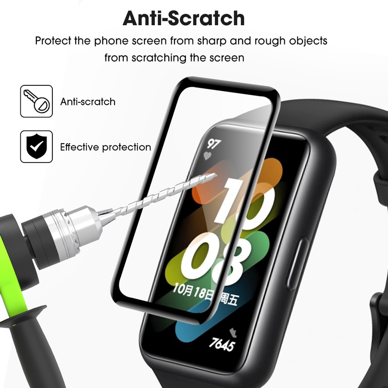 Kính Cường Lực Bảo Vệ Toàn Màn Hình Viền Cong 3D Chống Trầy Xước Cho Huawei Band 7