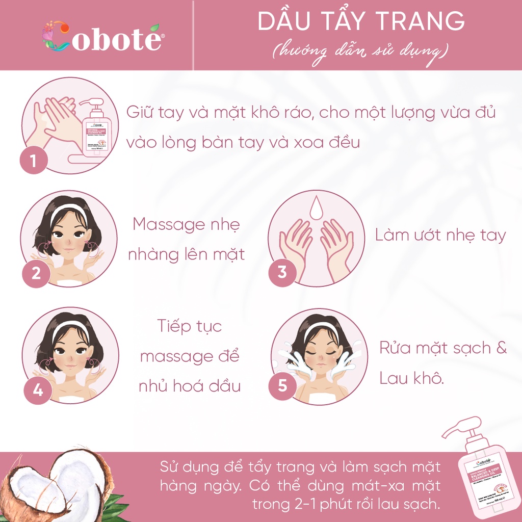 Dầu tẩy trang &amp; làm sạch cân bằng Coboté 150ml