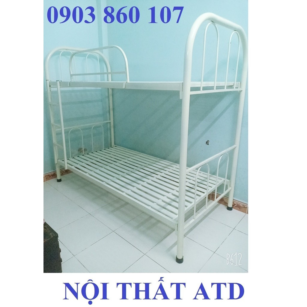 Giường sắt 2 tầng cho nhân viên- giường tầng sắt lớn cho công nhân y hình 100%