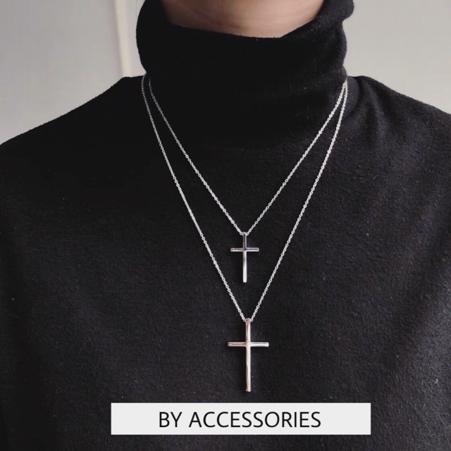 Dây chuyền titan unisex thánh giá trơn basic xích mảnh không gỉ có bán lẻ 1 dây