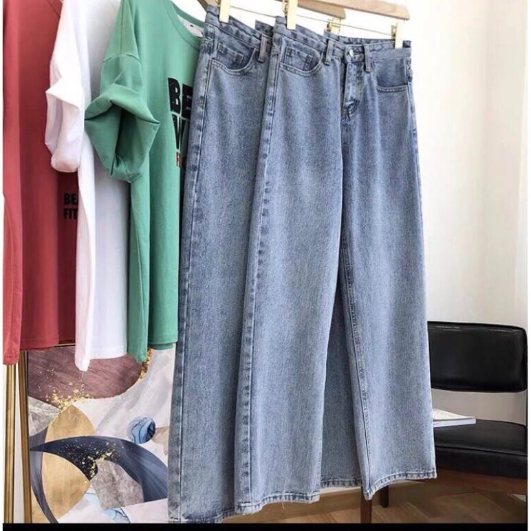 Quần jean bò ống rộng quần jean bò ống suông jeans nữ cạp cao hot 2021