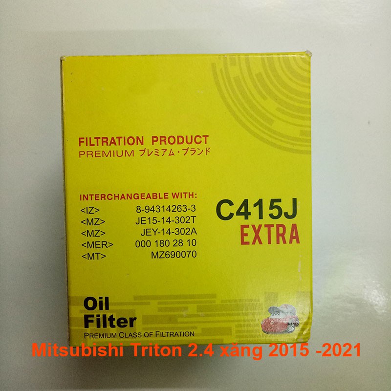Lọc nhớt C415-14 dùng cho Mitsubishi Triton 2.4 máy xăng 2015, 2016, 2017, 2018, 2019, 2020, 2021 MD332687 JS Asakashi