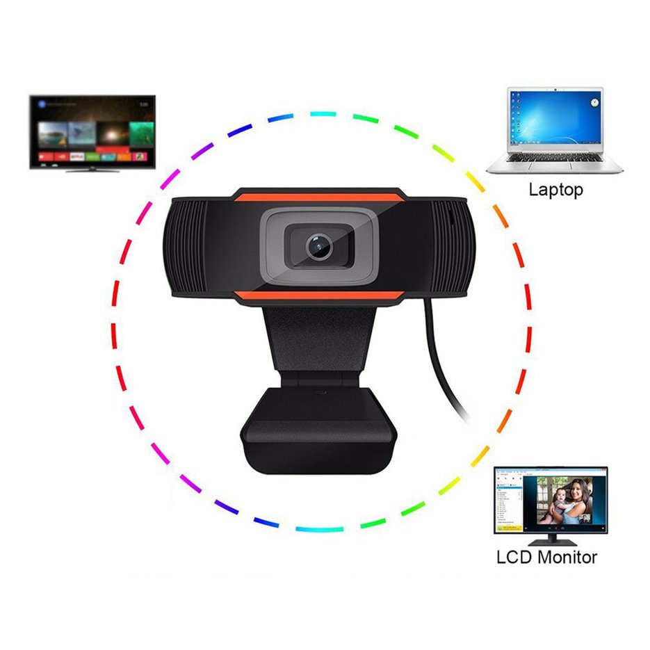 1 Webcam Usb 2.0 Hd 720p 30 Độ Có Thể Xoay Kèm Micro Cho Pc