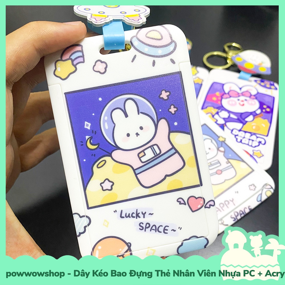 [Sẵn VN - Hỏa Tốc] Dây Kéo Bao Đựng Thẻ Nhân Viên Nhựa PC + Acrylic Mẫu Nhân Vật Hoạt Hình Rabbit &amp; Bear Plannet