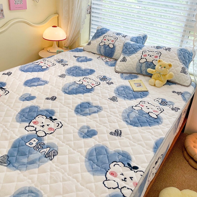Ga gối nỉ tuyết sữa trần bông mẫu hoạt hình siêu mềm mịn ấm nhanh