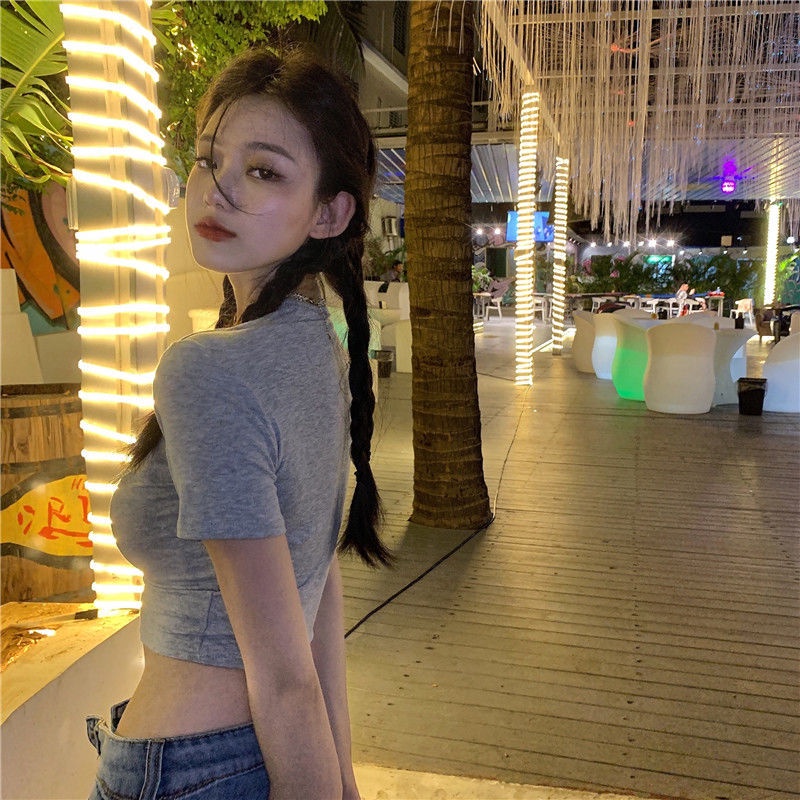 Áo Thun Tay Ngắn Cột Dây Phong Cách Hàn Quốc Dành Cho Nữ