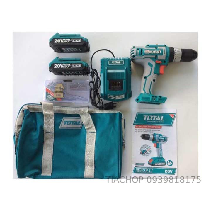 Máy khoan vặn vít dùng pin 50 chi tiết Total 20V TIDLI2002 (2 PiN)