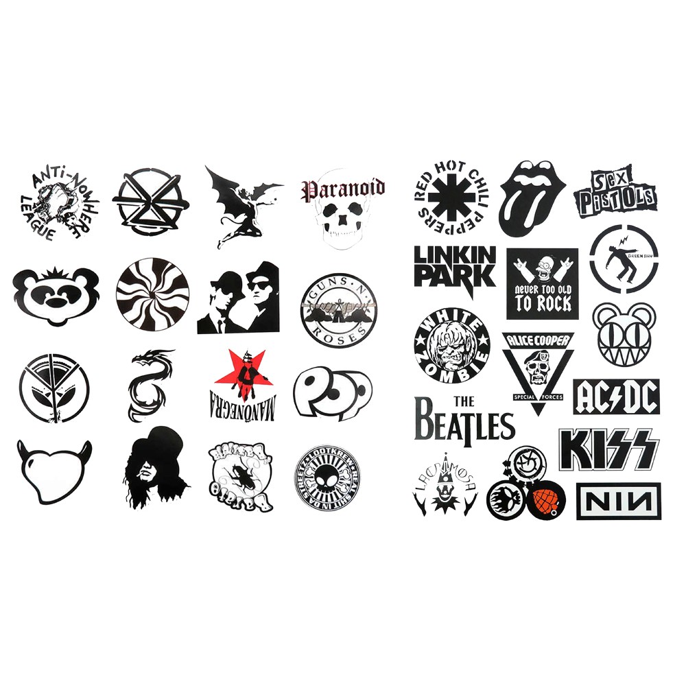 Sticker trắng đen black white stickers cao cấp trang trí Vali Laptop Mũ Bảo Hiểm Xe Máy Xe Đạp..