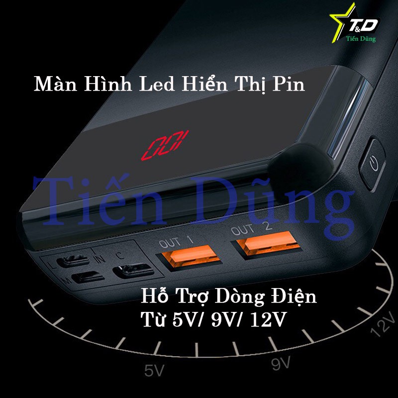 Pin sạc dự phòng 30.000mAh yoobao Công nghệ sạc nhanh 2 chiều PD3.0 (PPS) 18W; 3 cổng vào: micro- USB, Lightning, Type-C