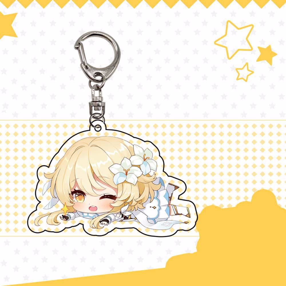 Móc Chìa Khóa Bằng Acrylic Họa Tiết Anime Dễ Thương Giá Đỡ