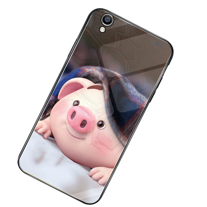 Ốp điện thoại lưng tráng gương in hình ảnh Lovely Pig cho OPPO R9 R9S R11 R15 R17 R11S F1 F3 Plus Pro