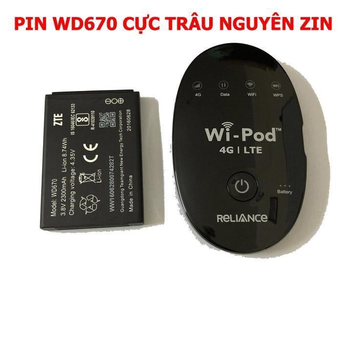 Pin ZTE WD670 2300mAh cho cục phát wifi di động Pin Nguyên Zin Bóc Máy Siêu Bền wi-pod wd670, jazz 4g