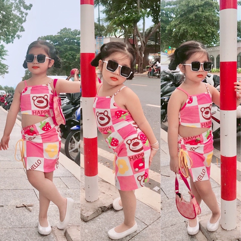 Đầm Body Cầu Vòng Hở Eo Cho Bé Chất Thun Cotton Mềm Mại