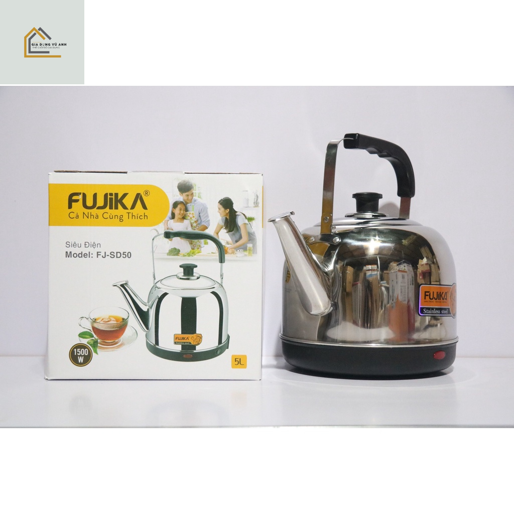 Ấm siêu tốc , bình đun siêu tốc , ấm đun siêu tốc FUJIKA FJ SD50 5L bền đẹp nấu nước an toàn thân ấm inox