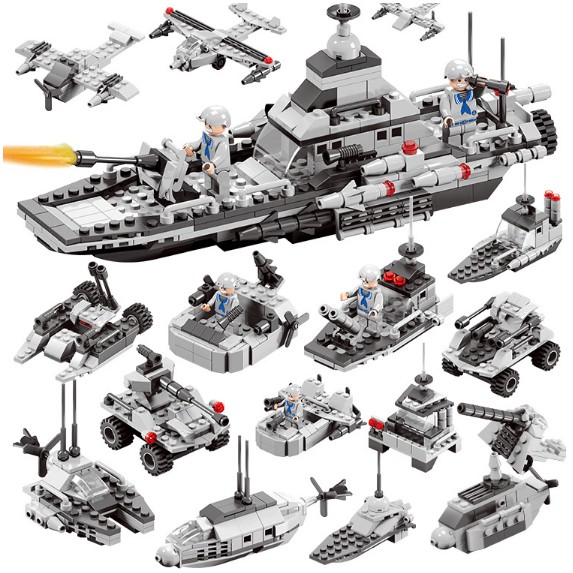 Bộ đồ chơi xếp hình LEGO hải quân tàu chiến 600 mảnh ghép kích thích trí thông minh và sáng tạo của trẻ