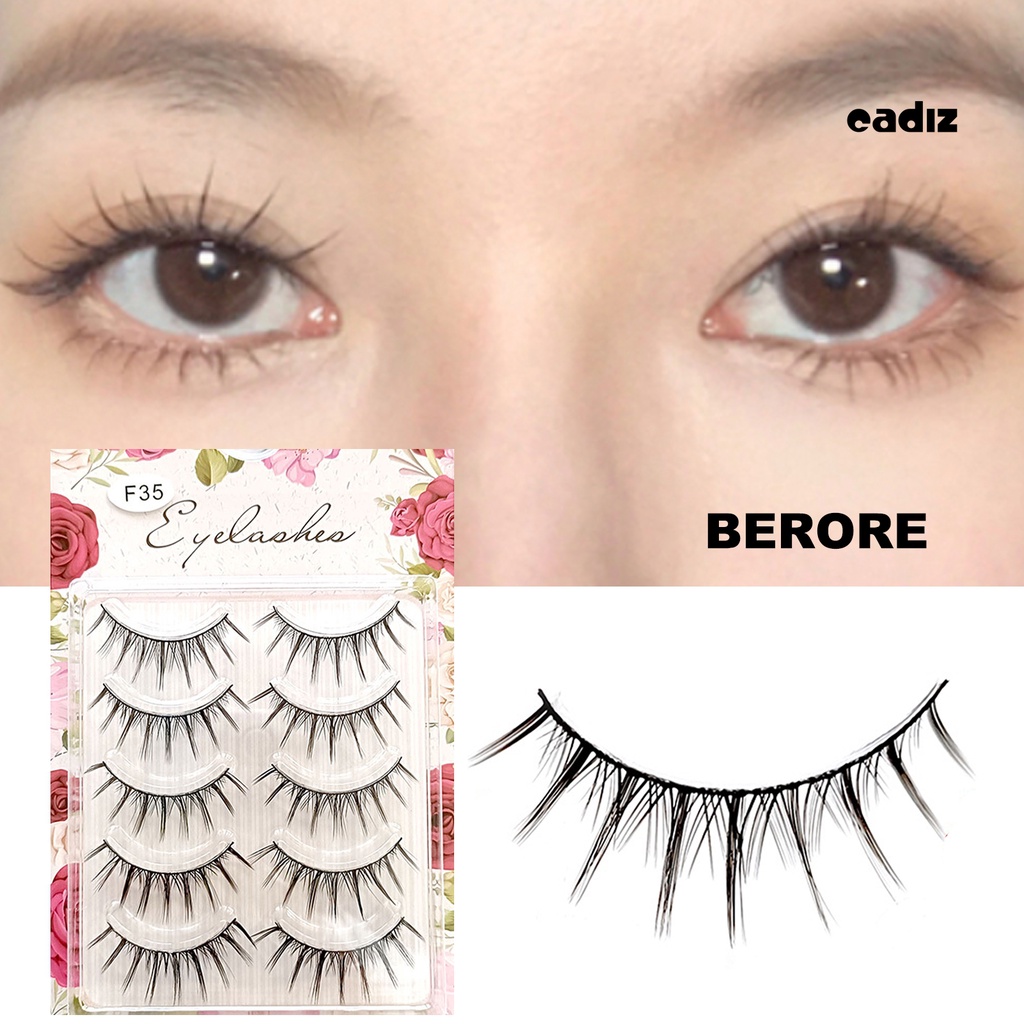 Bộ 5 Cặp Lông Mi Giả Cong Dày 3D Tự Nhiên Dành Cho Hóa Trang Tiệc Tùng