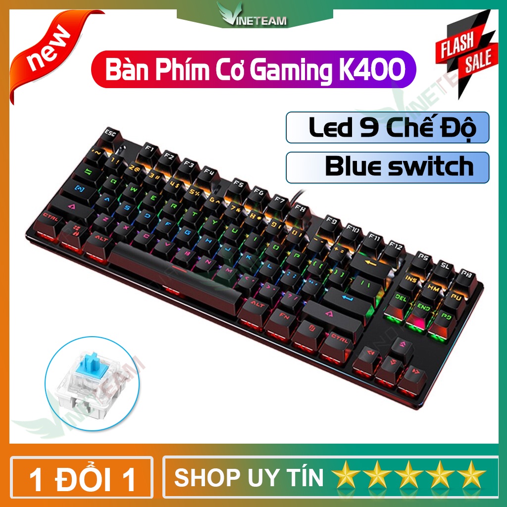 Bàn Phím Cơ Gaming K400 Led siêu đẹp - 10 Chế Độ Khác Nhau- Máy Tính PC - Laptop- Chuyên Game -dc4711