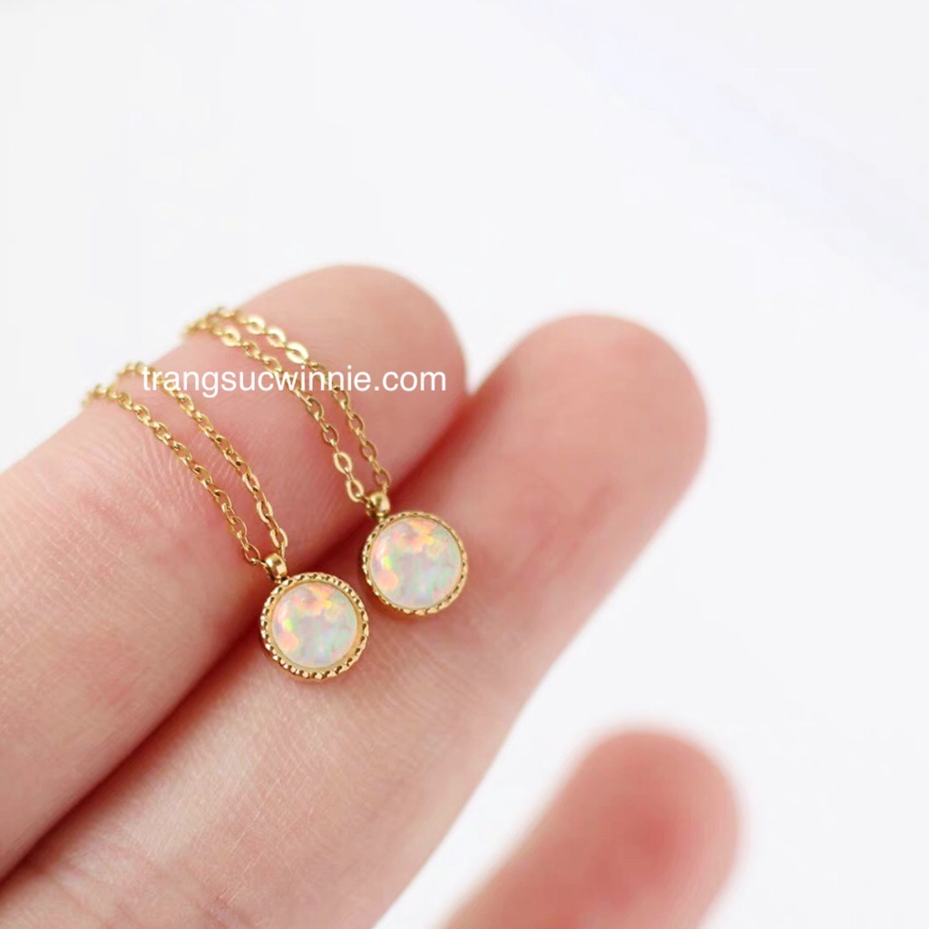Dây chuyền nữ titan Opal đá trắng