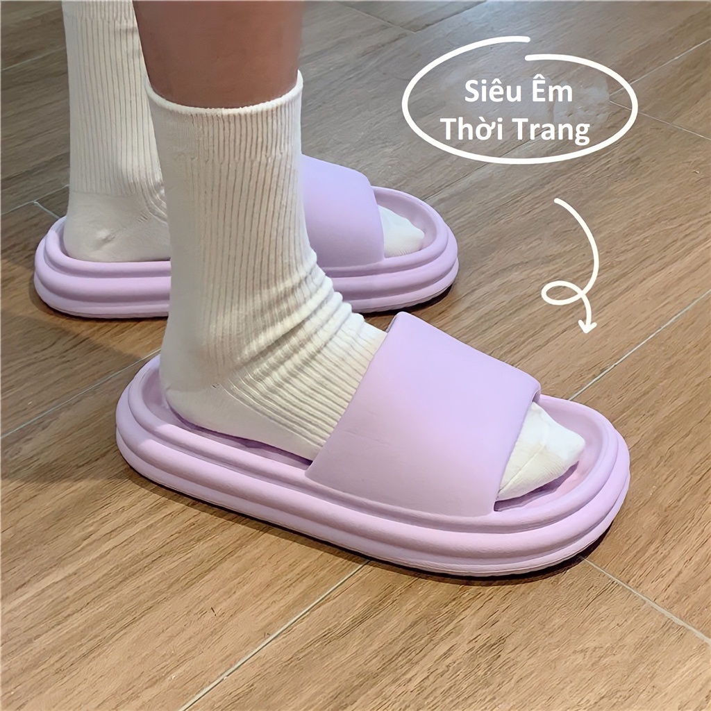 Dép bánh mì độn đế nam nữ - Dép unisex quai ngang cute -DETHOI
