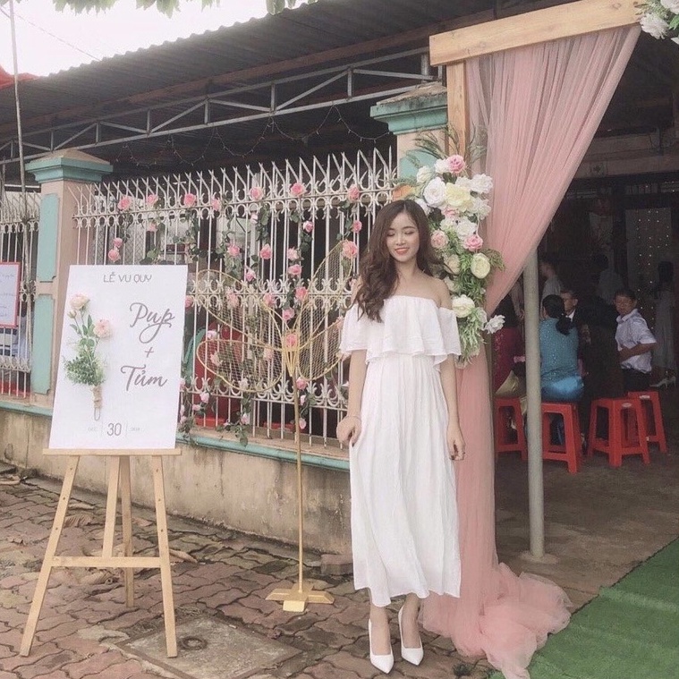 MAXI TRẮNG TRỄ VAI ĐI BIỂN CHỤP NGOẠI CẢNH KÈM ẢNH THẬT (8058)