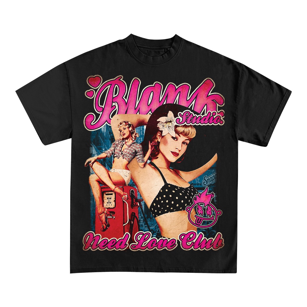 BLANK | Áo Thun Girl Needs Love Tay Lỡ Unisex - Đen/Trắng Cổ Tròn
