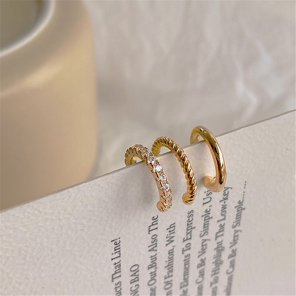Bông tai đính đá zircon đơn giản không xỏ lỗ thời trang cho nữ Yanqueens Đồ trang sức