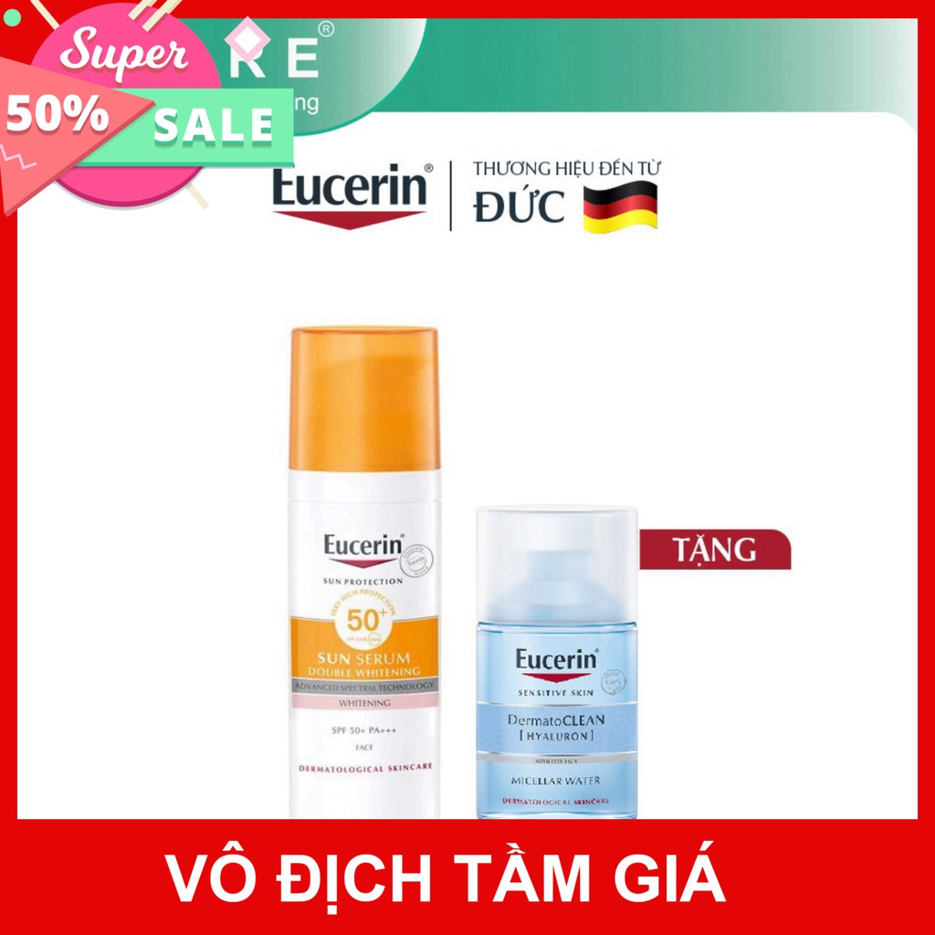 [CHÍNH HÃNG] Kem chống nắng Eucerin giúp giảm thâm nám Sun Serum Double Whitening SPF50+ tặng nước tẩy trang 100ml