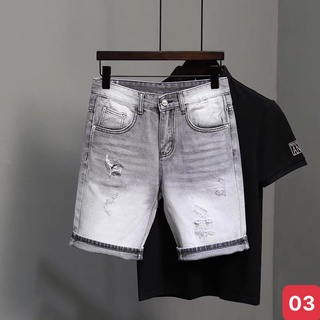 Quần đùi short jean nam màu xám nhạt trơn rách chất bò cao cấp co dãn 4 chiều đẹp from dáng skinny chuẩn ADO21
