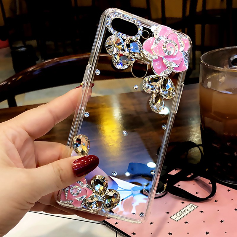 Ốp Điện Thoại Hình Hoa Trà Đính Đá Thời Trang Cho OPPO Reno6 Z 5G 5 4 4Pro 3 2F 2 A94 A74 A54 A31 A5 A9 2020 A15 A15S A52 A92