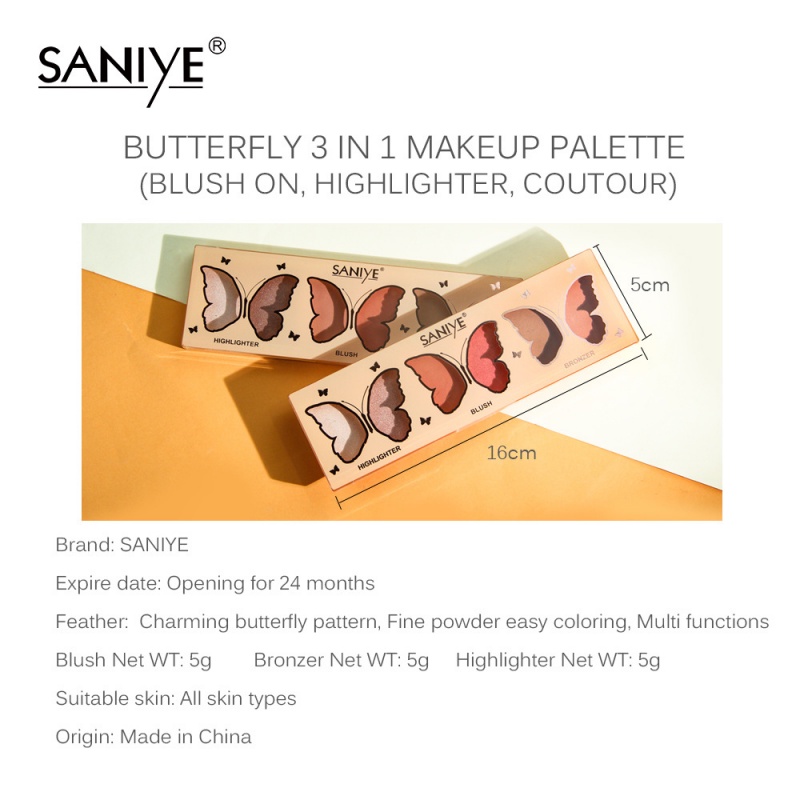 Bảng Phấn Mắt Saniye Ba Trong Một Màu Bóng Tự Nhiên