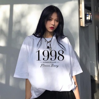Áo Thun Nữ Tay Lỡ Màu Trắng In Năm Sinh 1998 XMISS
