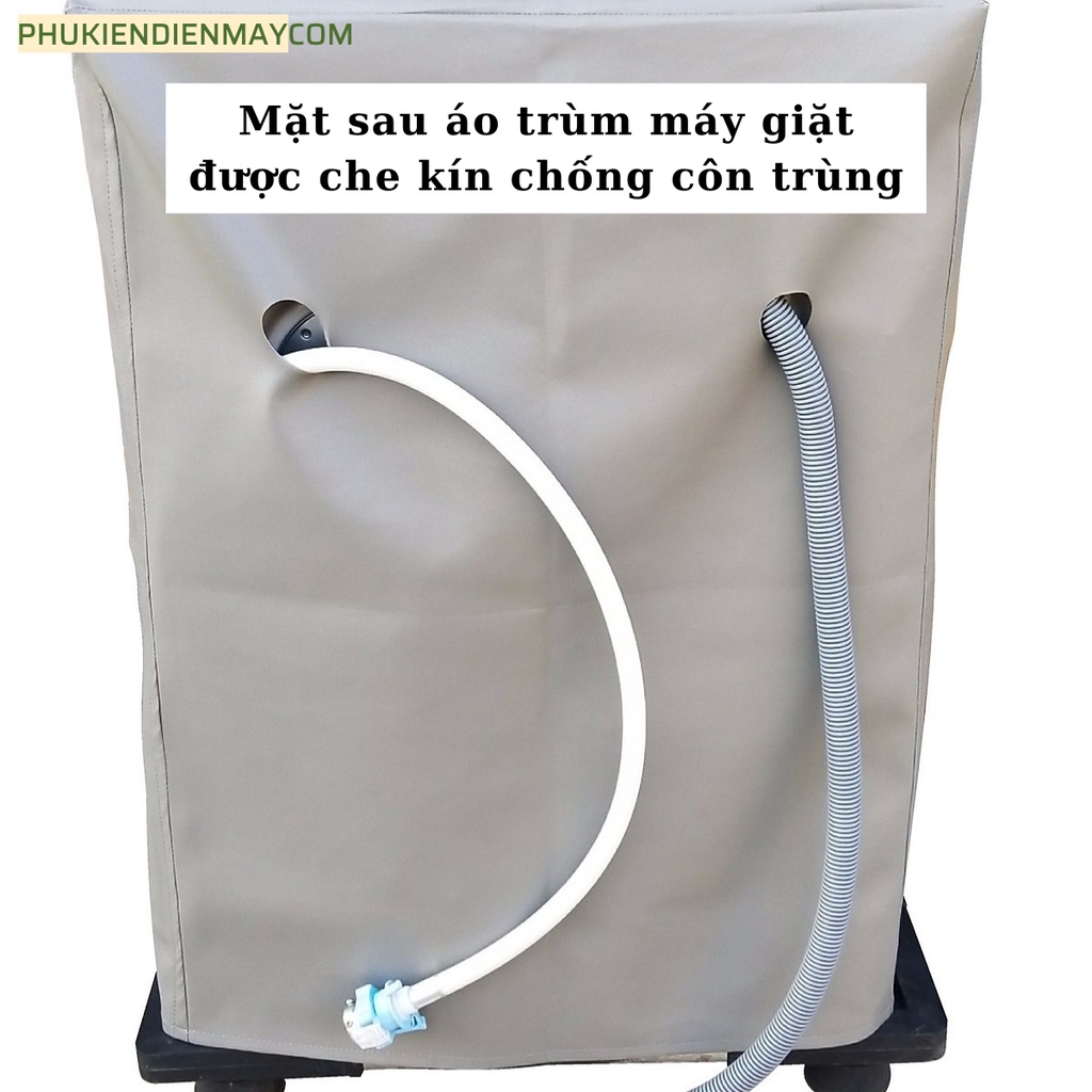 Áo trùm máy giặt lồng ngang (cửa trước)  - chất liệu bọc máy giặt Vải DA cao cấp chống nắng, chống mưa vượt trội