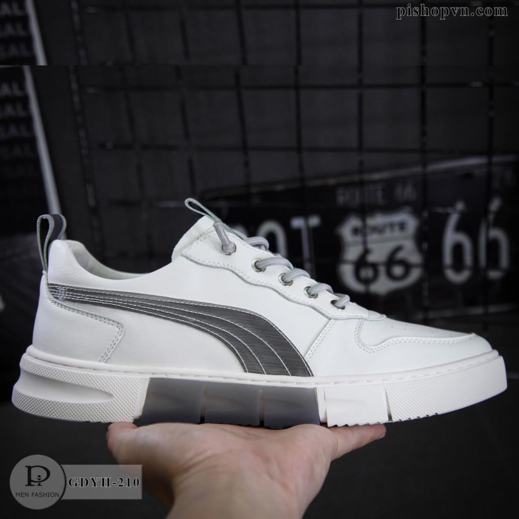 Giày nam màu trắng chất liệu da kiểu dáng sneaker thể thao cao cấp GDYH210 htstore | BigBuy360 - bigbuy360.vn