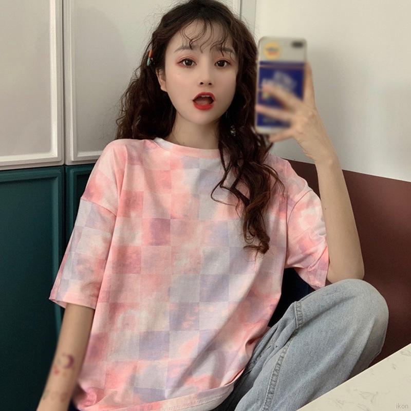 Áo Thun Nữ Ngắn Tay Họa Tiết Caro Thời Trang Hàn Quốc