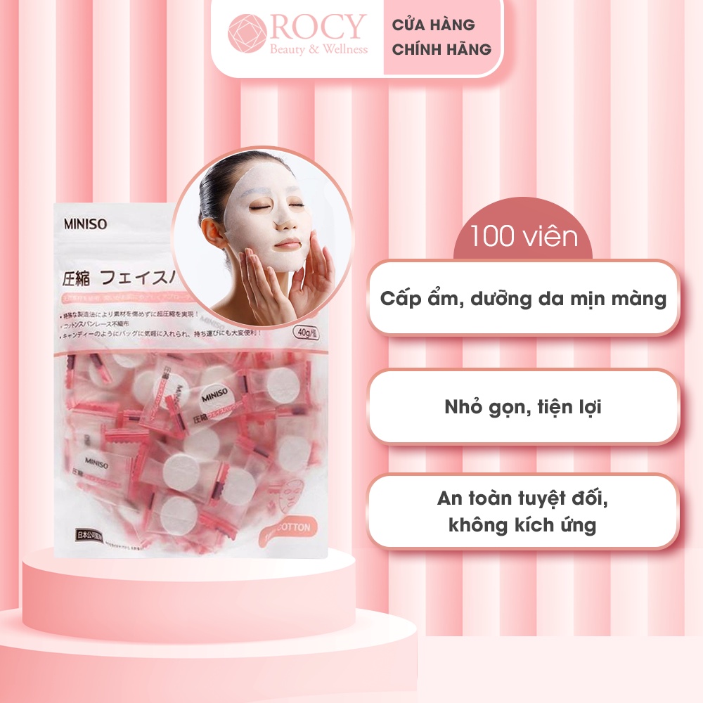 Mặt Nạ Viên Giấy - Mặt Nạ Nén Miniso ấp Ẩm, Làm Dịu Da Nhanh Chóng, Nhỏ Gọn Tiện Lợi