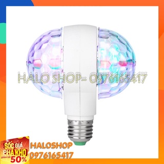 Đèn led quả cầu xoay pha lê 7 màu đôi - BH 6 Tháng [TN493]