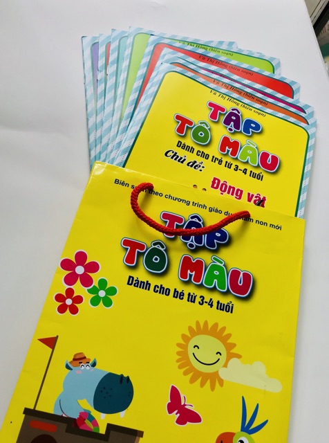 (SALE) Bộ 8 quyển tập tô màu hình siêu to dành cho bé 3-4 tuổi, 4-5 tuổi,5-6 tuổi