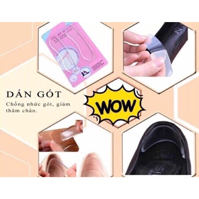 Bộ 2 Miếng dán lót gót giày Silicon chống đau gót chân, chống tụt gót -anhsonnd18
