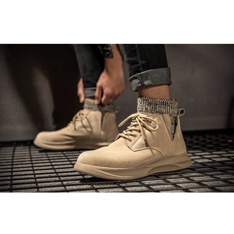 Giày nam da lộn cổ chun đi địa hình